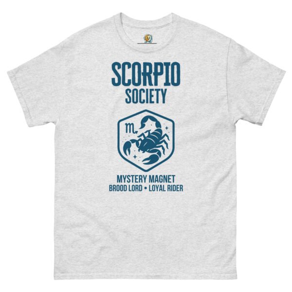 unisex-classic-tee-ash-front-68ae281c24b0e.jpg Zodiac Society Tee: Scorpio Edition