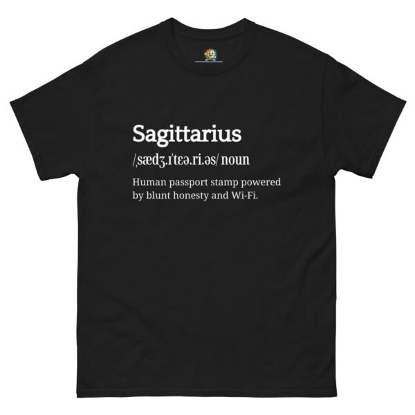 unisex-classic-tee-black-front-68b1d133f24a0.jpg Sagittarius Definition tee