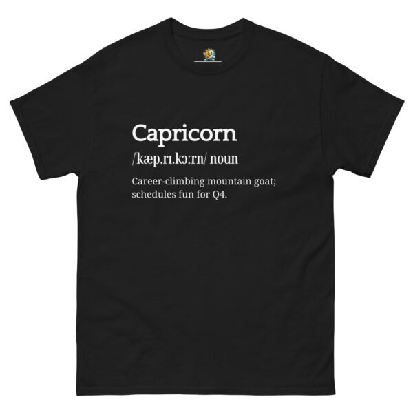 unisex-classic-tee-black-front-68b1d17b9f485.jpg Capricorn Definition tee