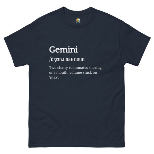 unisex-classic-tee-navy-front-68b1ca3071ac6.jpg Gemini Definition tee