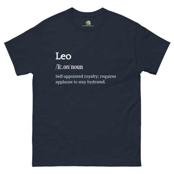 unisex-classic-tee-navy-front-68b1cb9f33e71.jpg Leo Definition tee